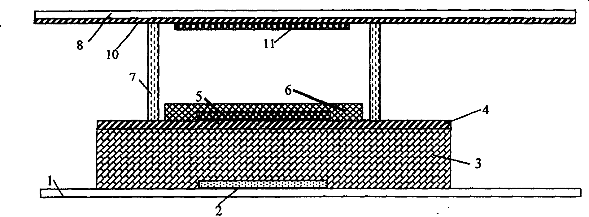 Triple pole structure of plane type field emission, and preparation method