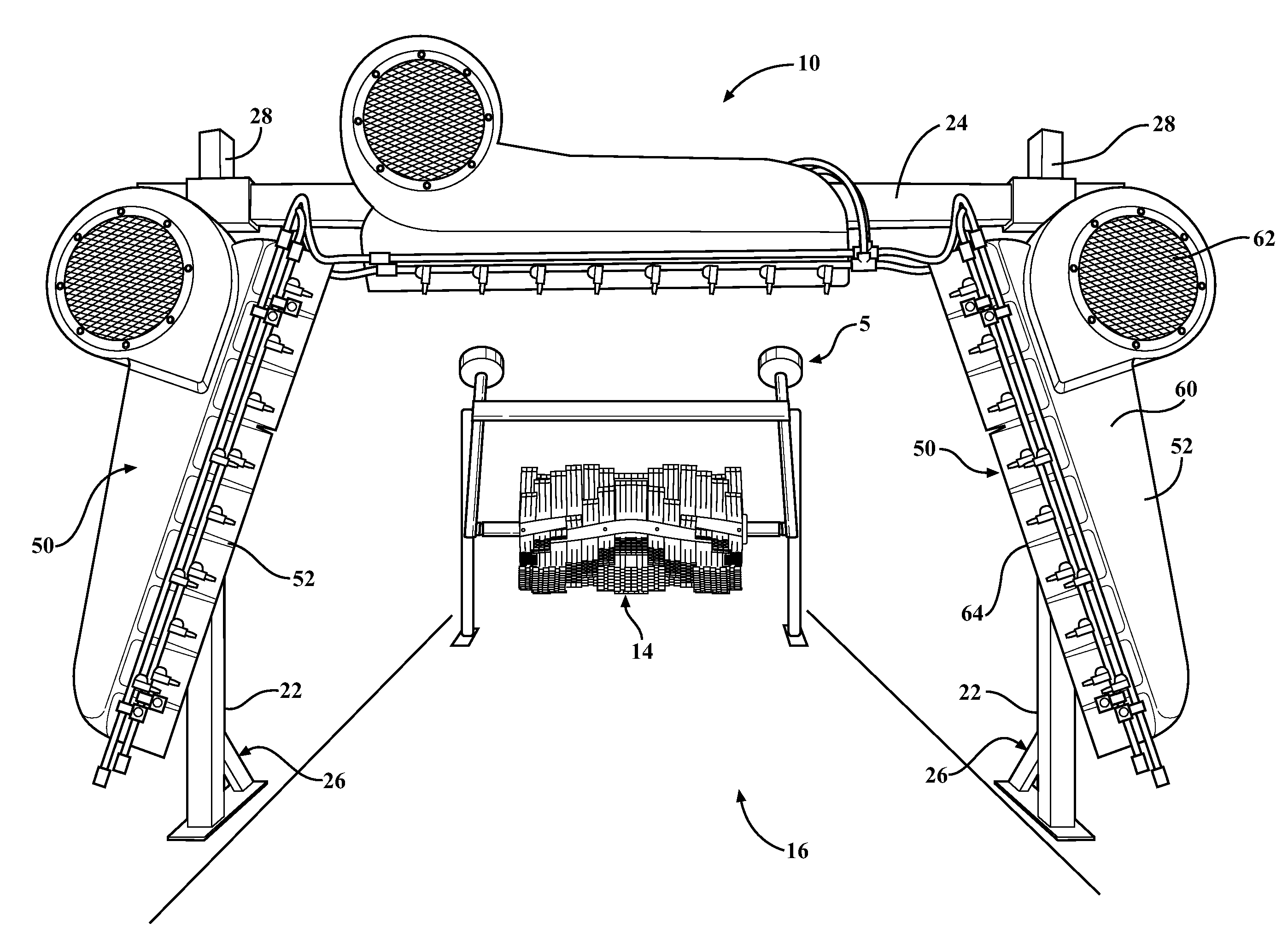 Vehicle treatment apparatus that emits air and water