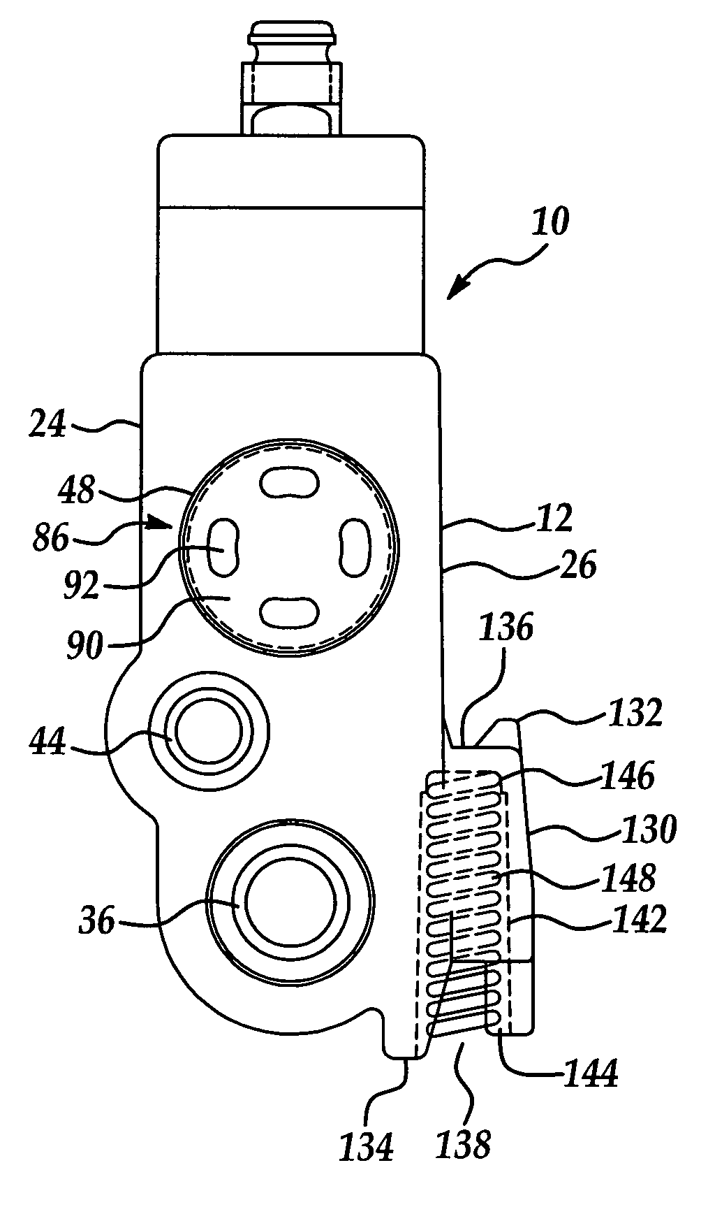 Solenoid actuated pneumatic valve with an integrated pass-through and a quick mount body