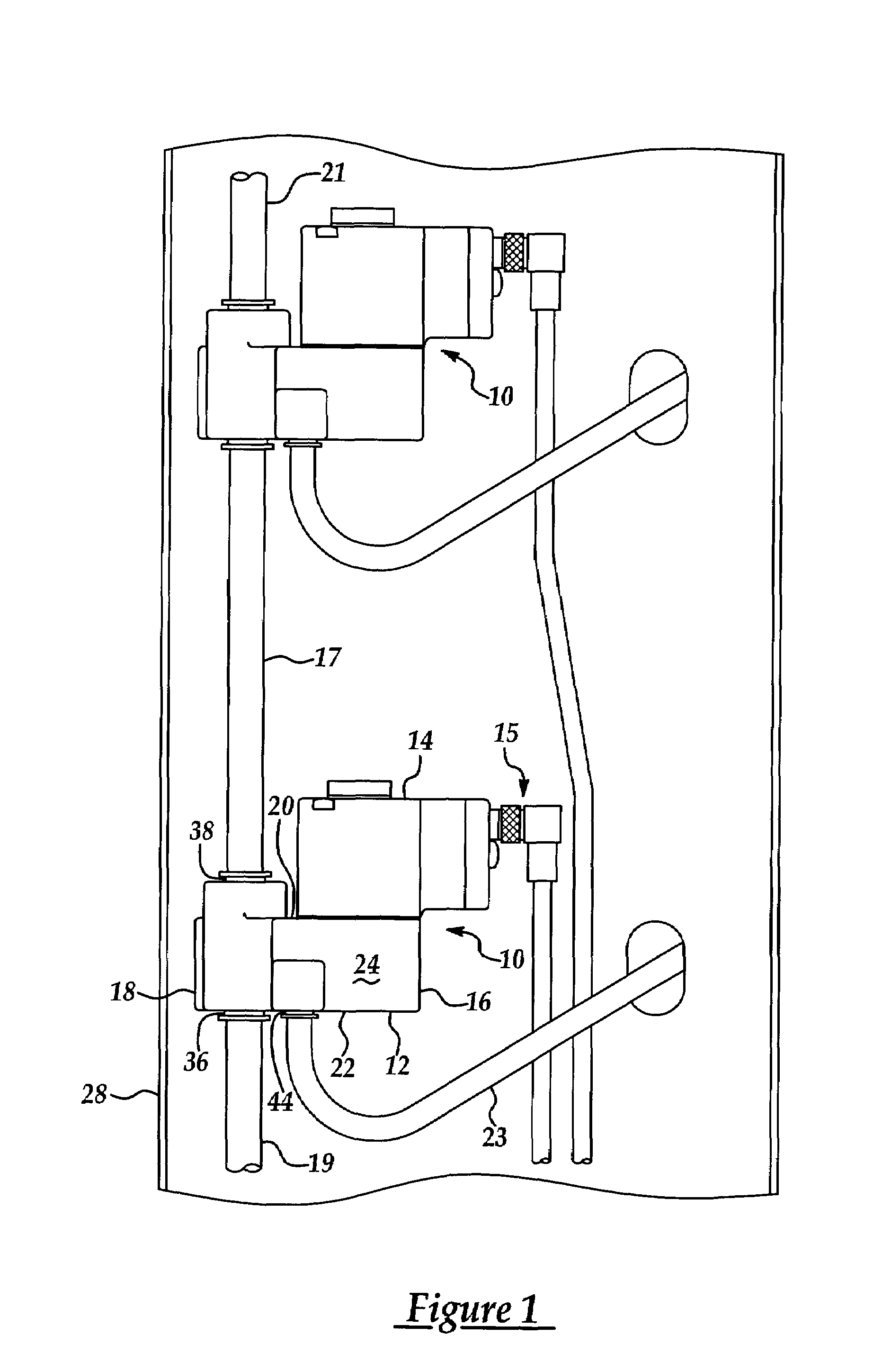 Solenoid actuated pneumatic valve with an integrated pass-through and a quick mount body