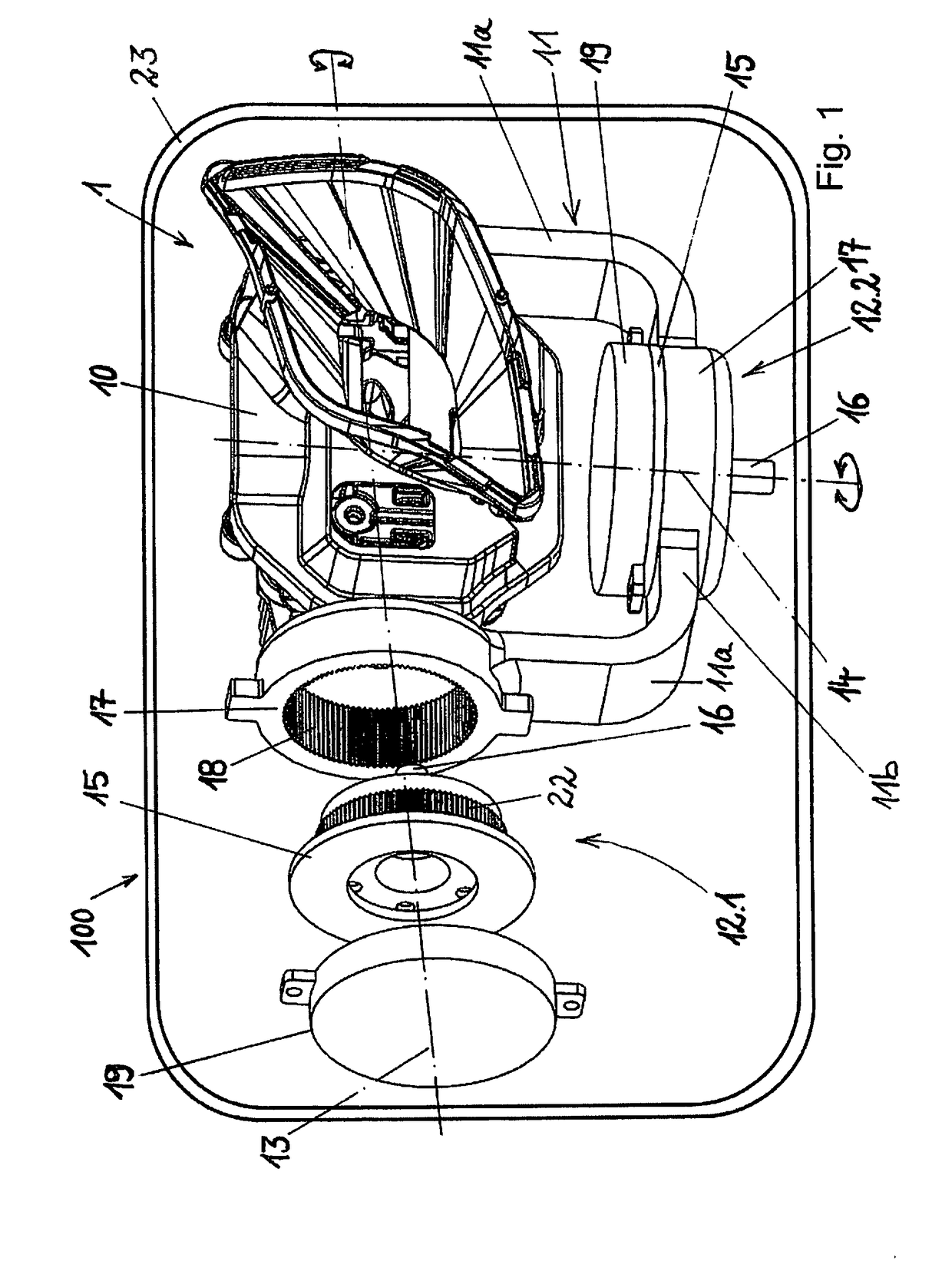 Light module for a headlamp of a vehicle with at least one adjustment unit