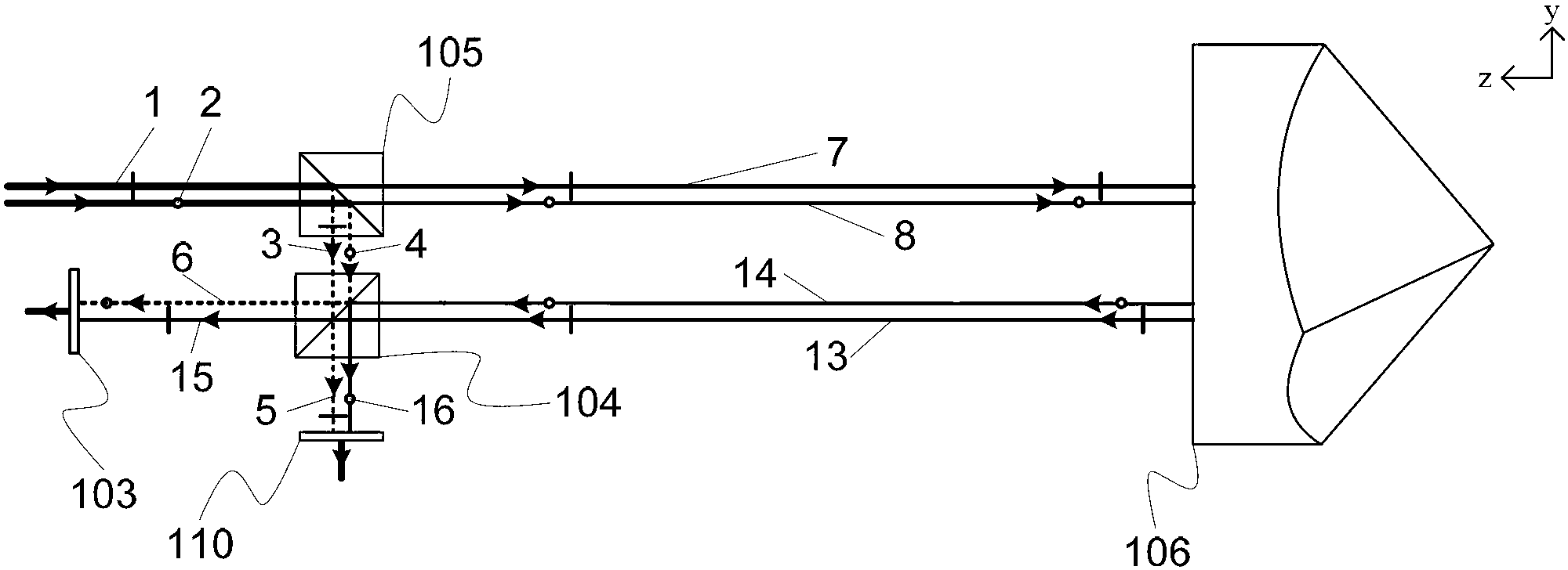 Laser straightness and displacement measuring device