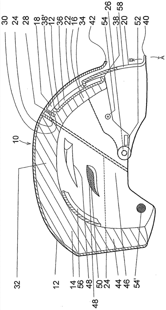 Inner mold pressing helmet with pivotable protective guard