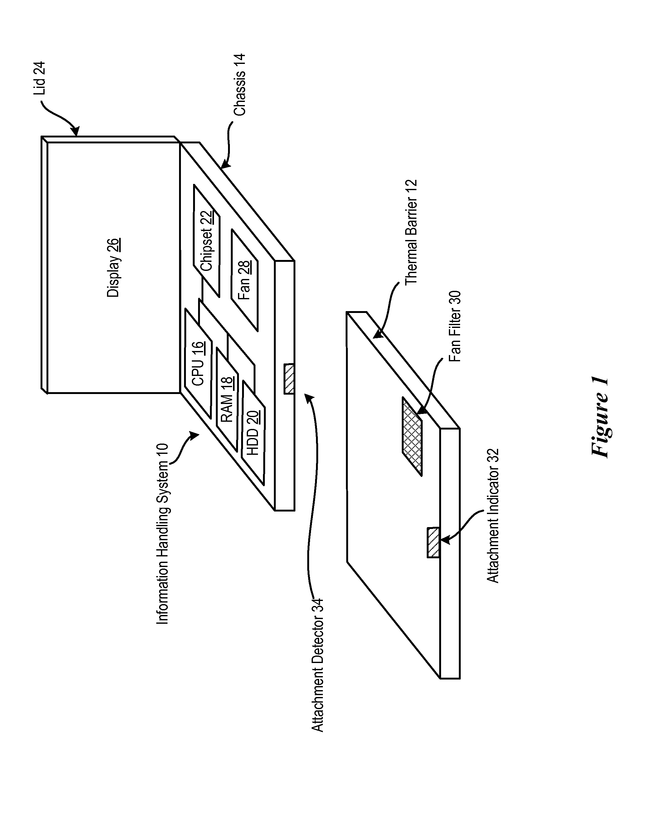System and method for portable information handling system parallel-wall thermal shield