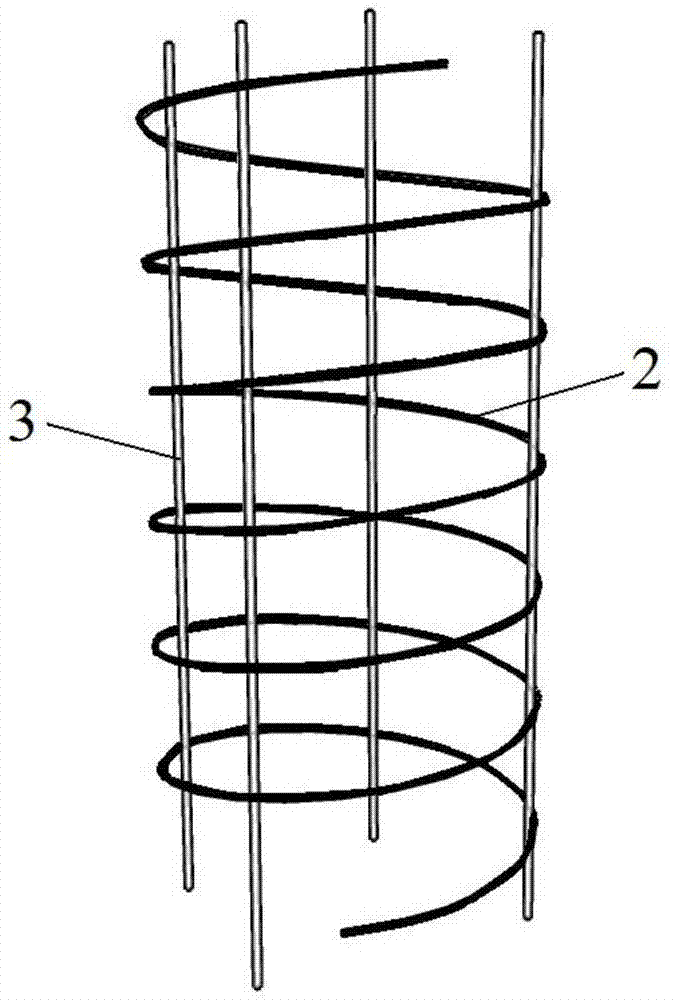 Concrete-filled square steel tubular column with built-in spiral stirrup