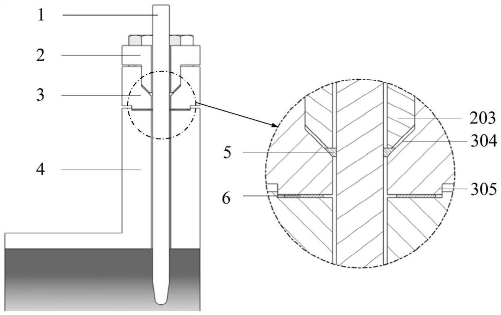 Probe sealing structure for high-pressure fluid pipeline