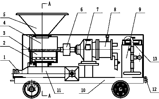 Pneumatic concrete wet spraying machine