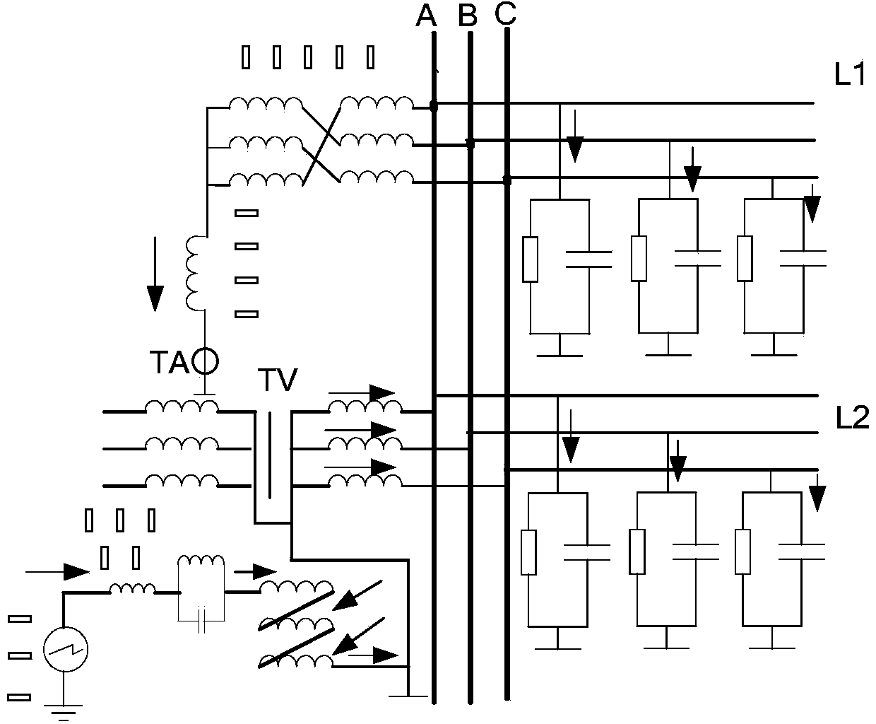 Power distribution system equivalent ground distributed capacitor measuring method