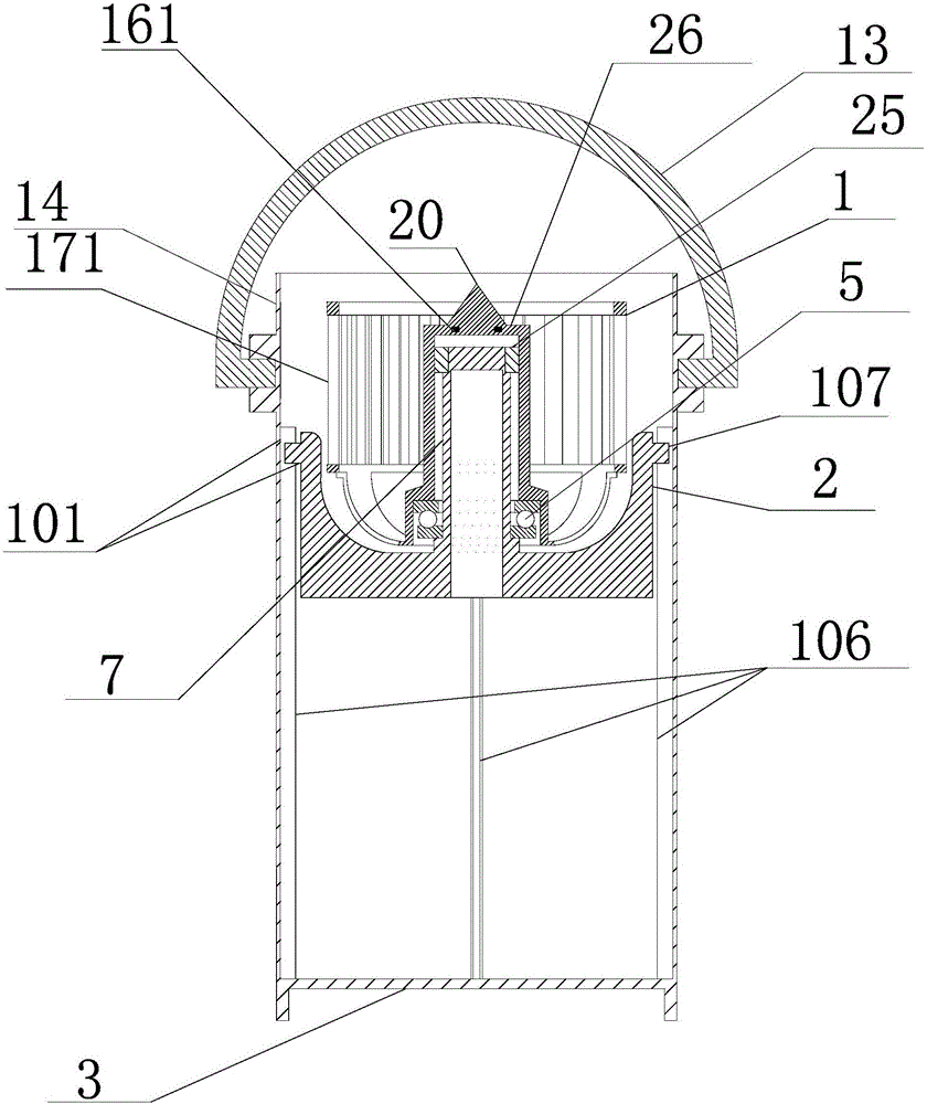 Magnet hook connection hexagonal prism sliding block self-locking lifting prismatic barrel mop jet flow cleaning and spin-drying device