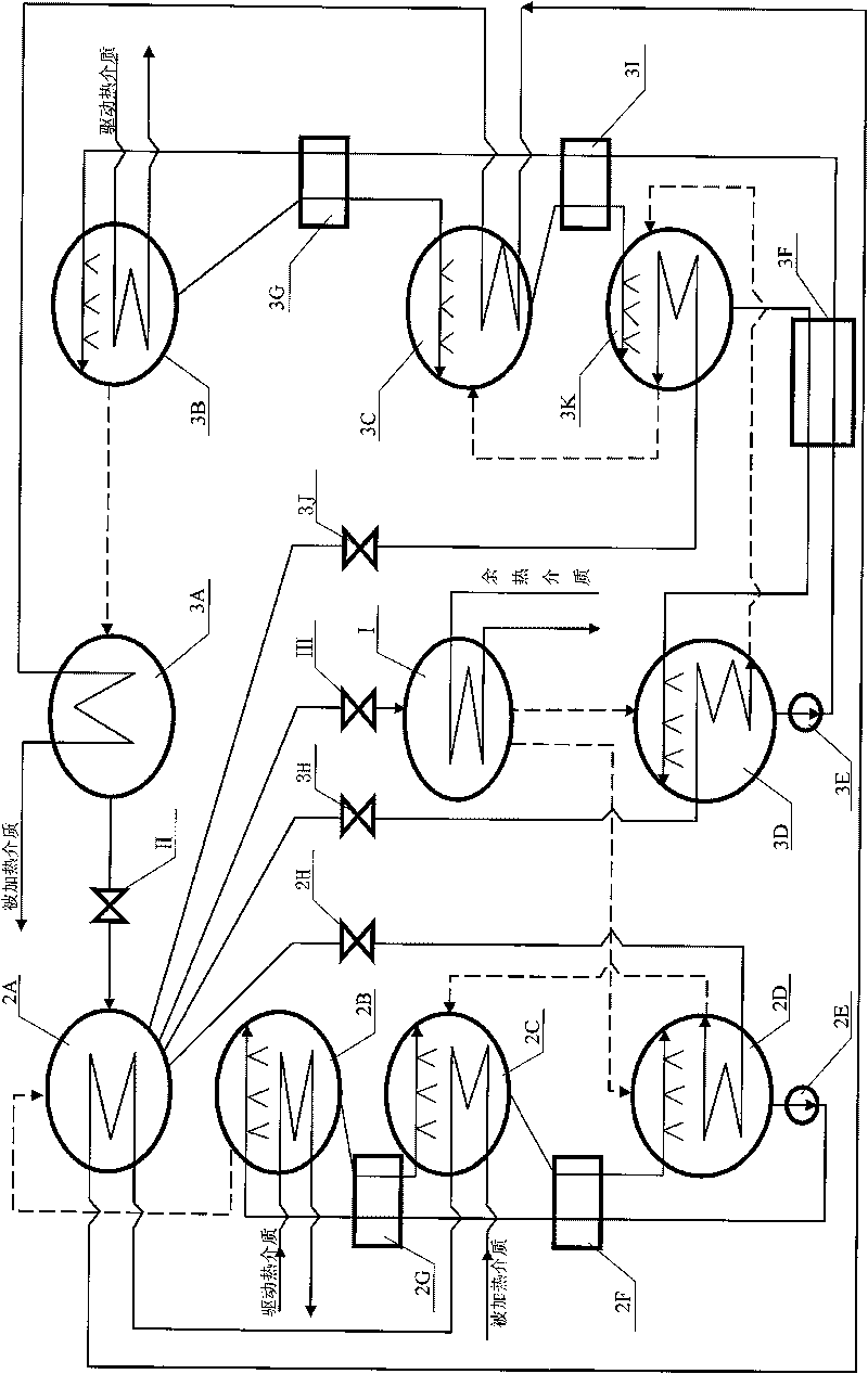 Different grade composite first kind absorption heat pump