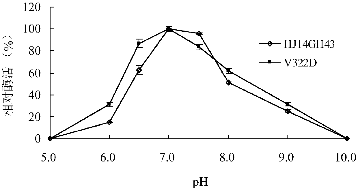 Low temperature xylosidase HJ14GH43 and salt-tolerant mutant thereof