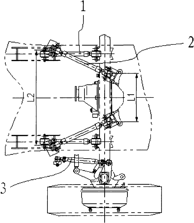All terrain crane and suspension guide mechanism for steering axle and non-steering axle