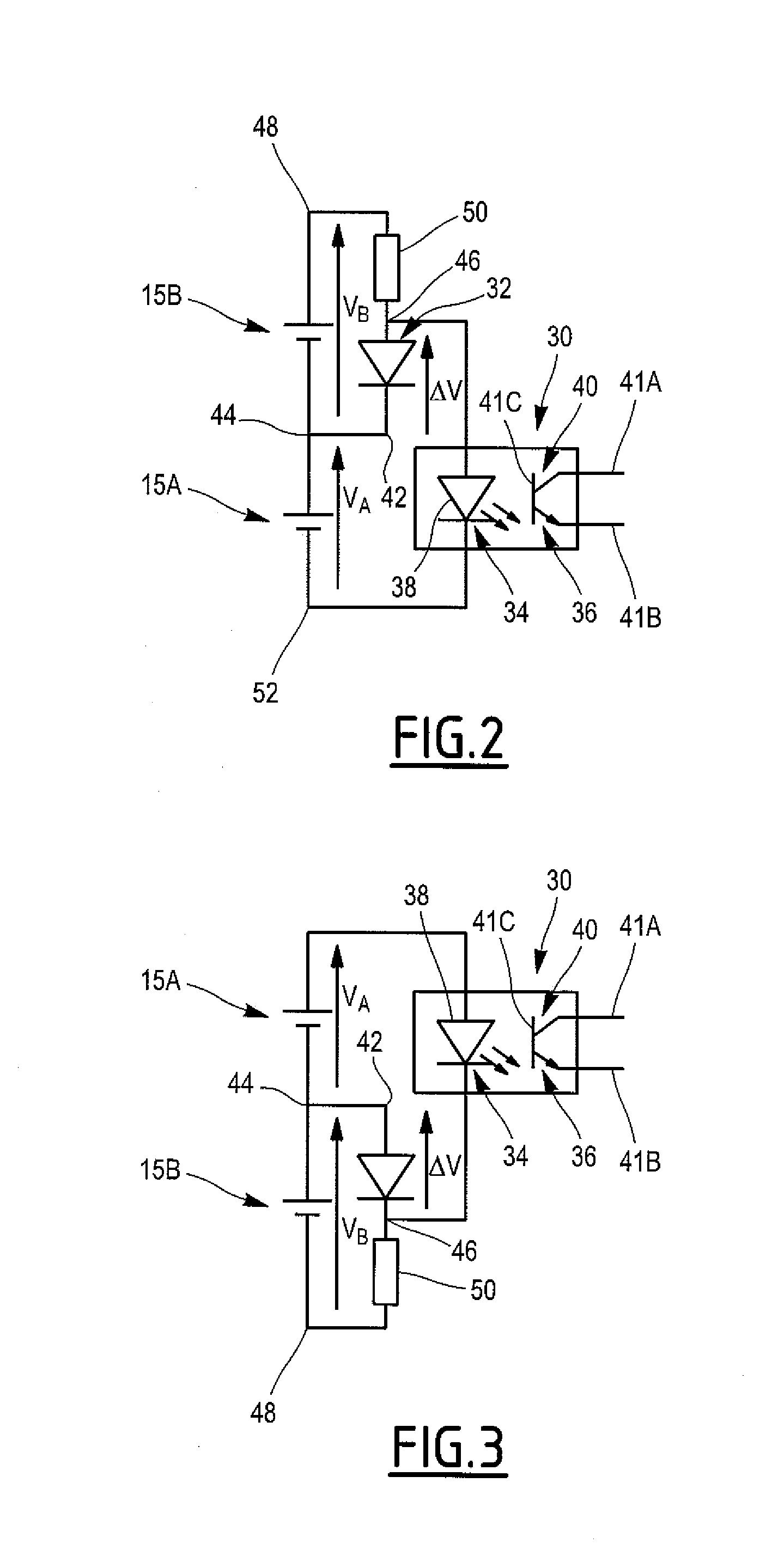 Battery comprising a plurality of elecrochemical cells and, for each cell, a device for controlling the voltage across the terminals of said cell
