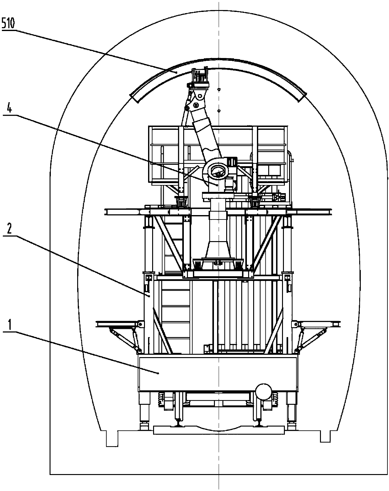 Steel arch frame mounting trolley used for operation tunnel disease treatment and steel arch frame mechanical mounting method used for operation tunnel disease treatment