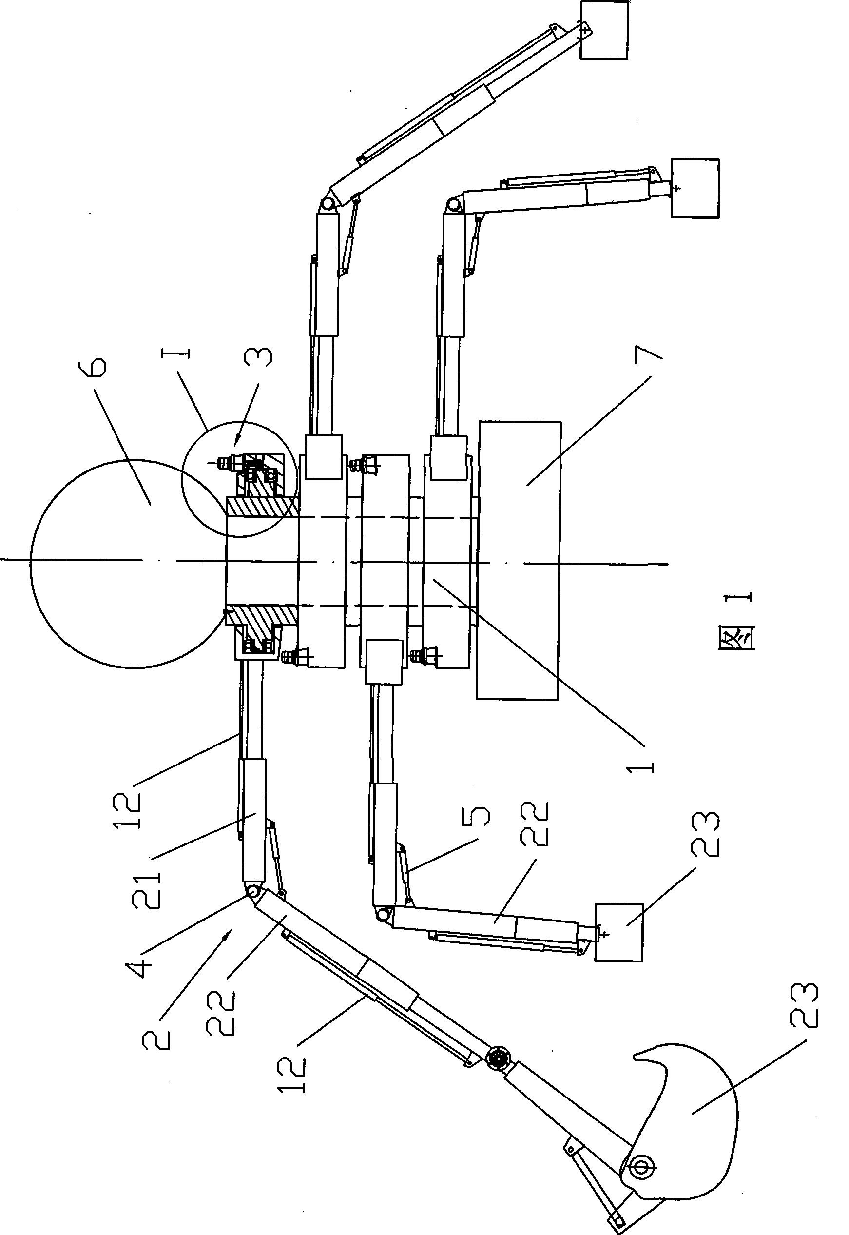 Robot with single-rotation axis and multi-expansion leg