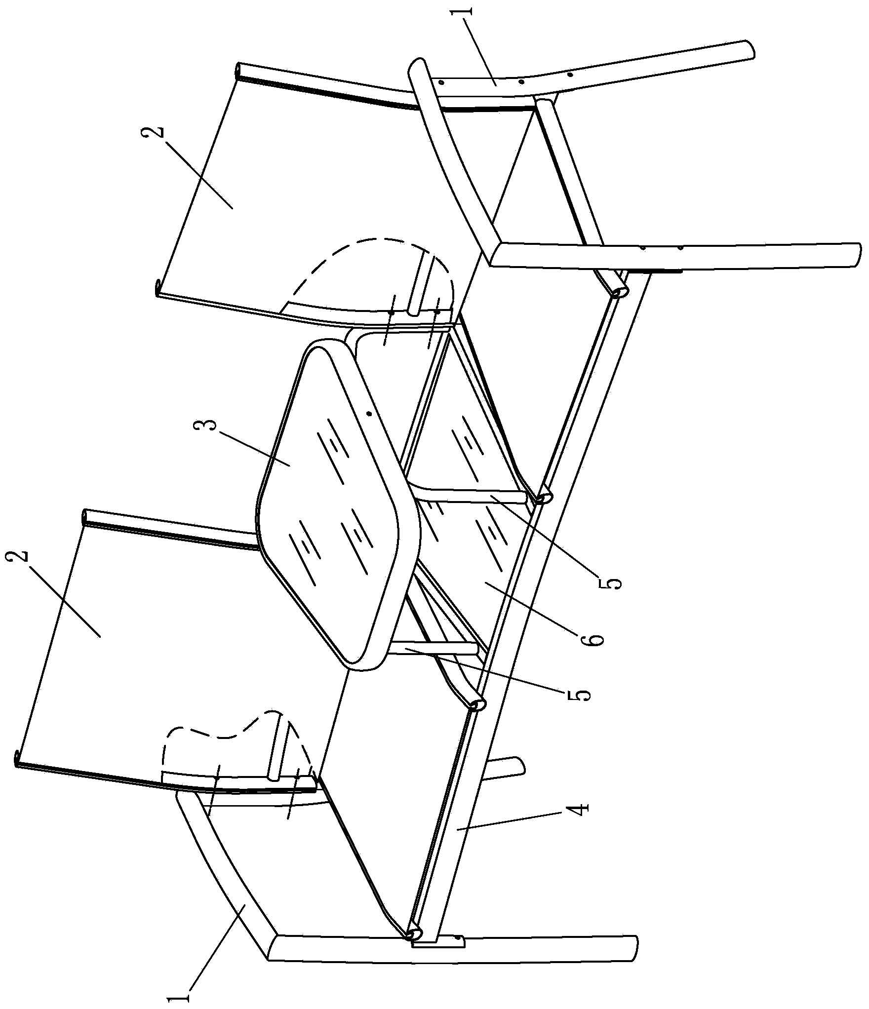 Tea table installation structure of double chair