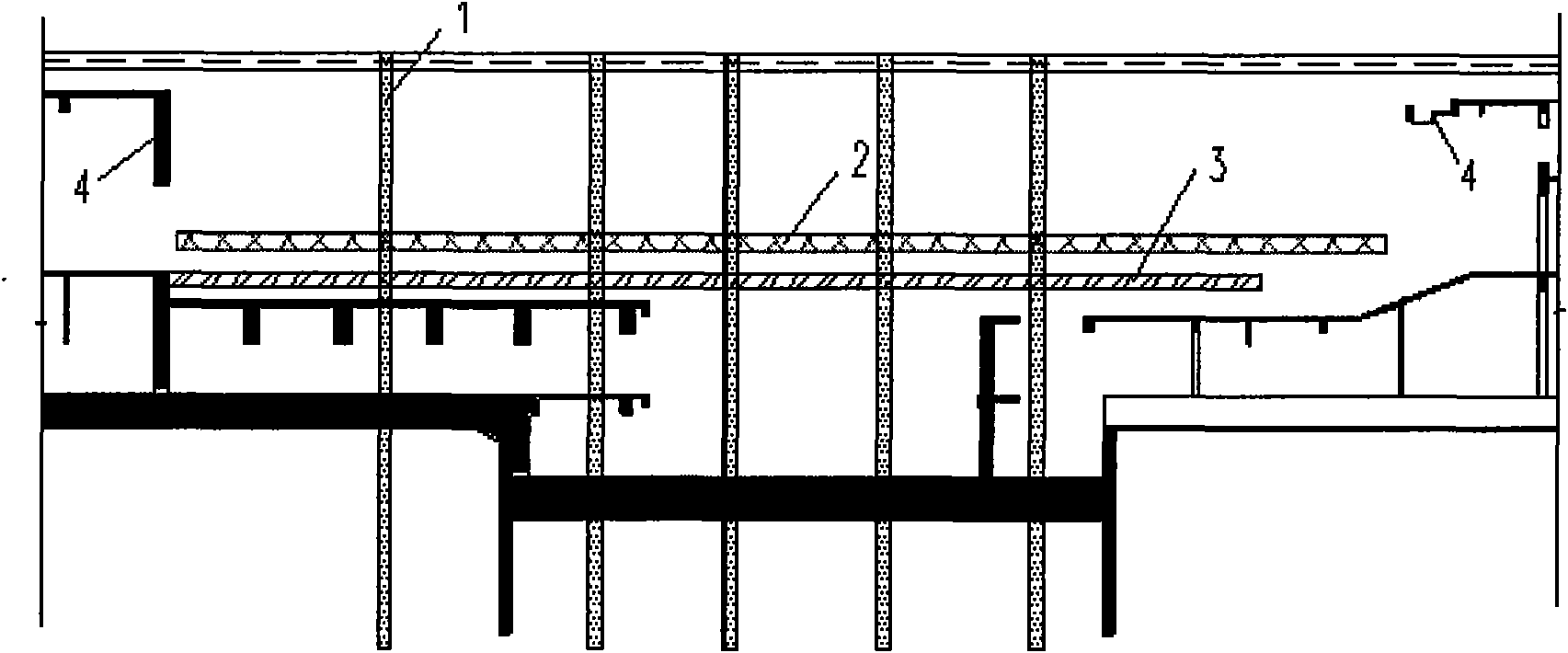 Frame type combined support-replacing system and construction method thereof