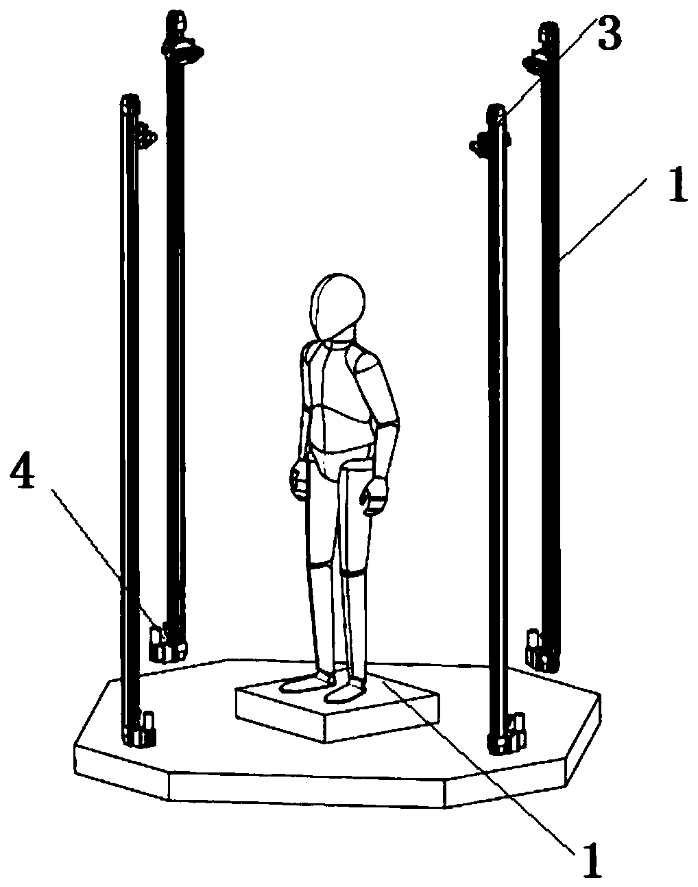 Human body 3D scanning device and scanning method thereof