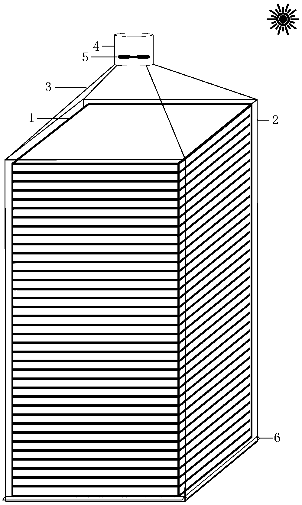 Photovoltaic shutter and solar chimney dual-power-generation building greenhouse building