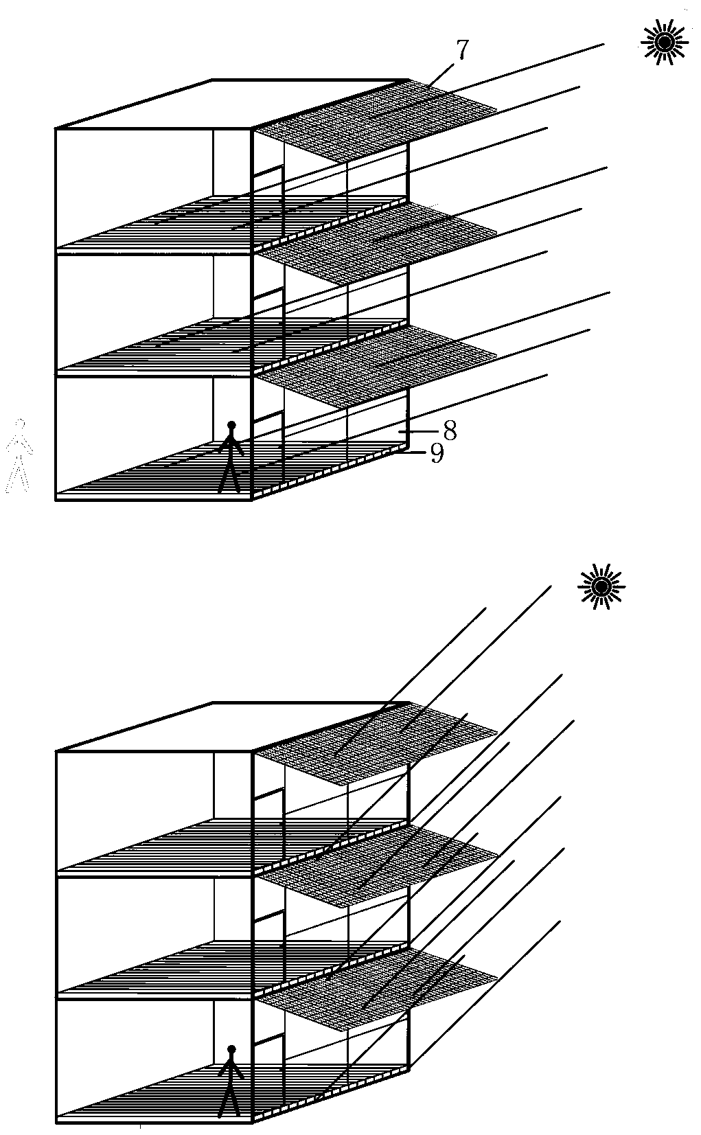 Photovoltaic shutter and solar chimney dual-power-generation building greenhouse building