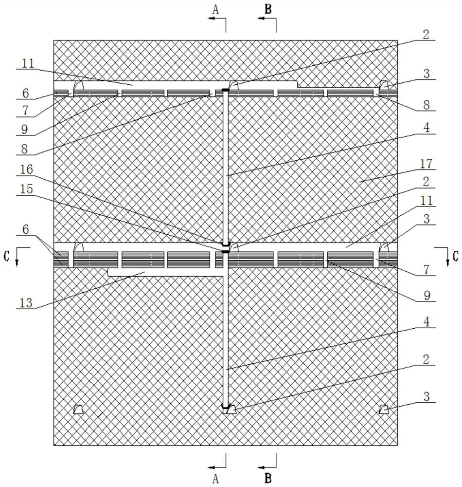 A mining method of downward cementing and filling without top pillar in combined section and stope