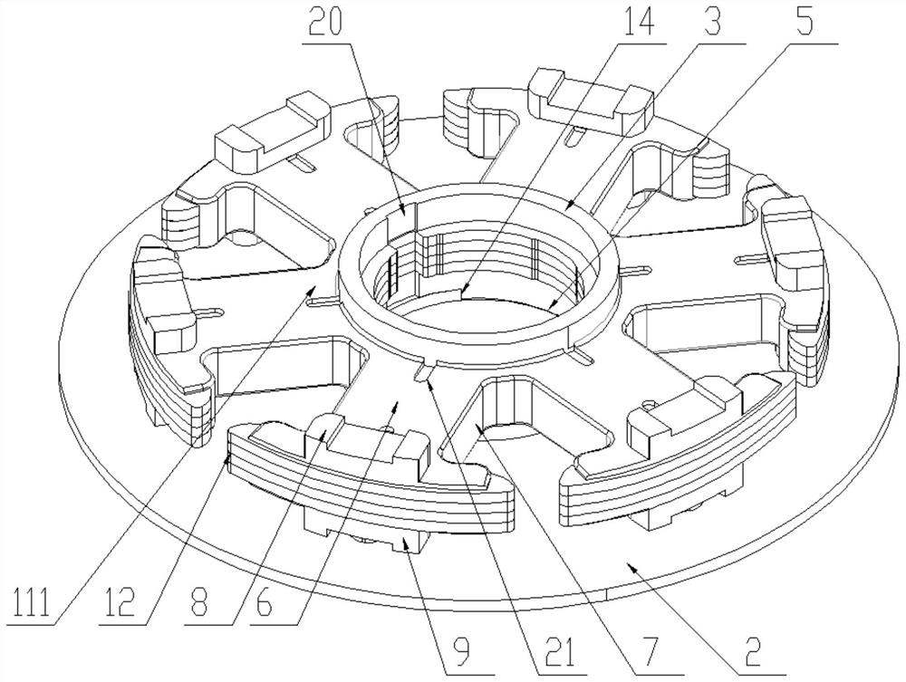 Buckle connection structure of injection package stator and PCBA board