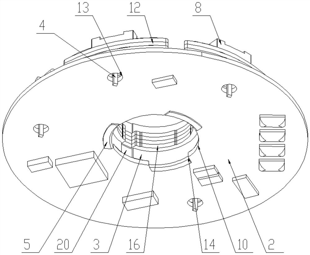 Buckle connection structure of injection package stator and PCBA board