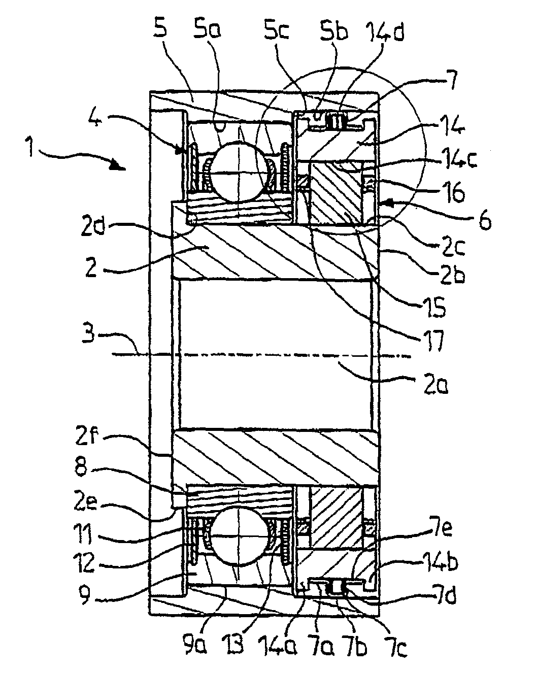 Freewheel bearing device with torque limiter