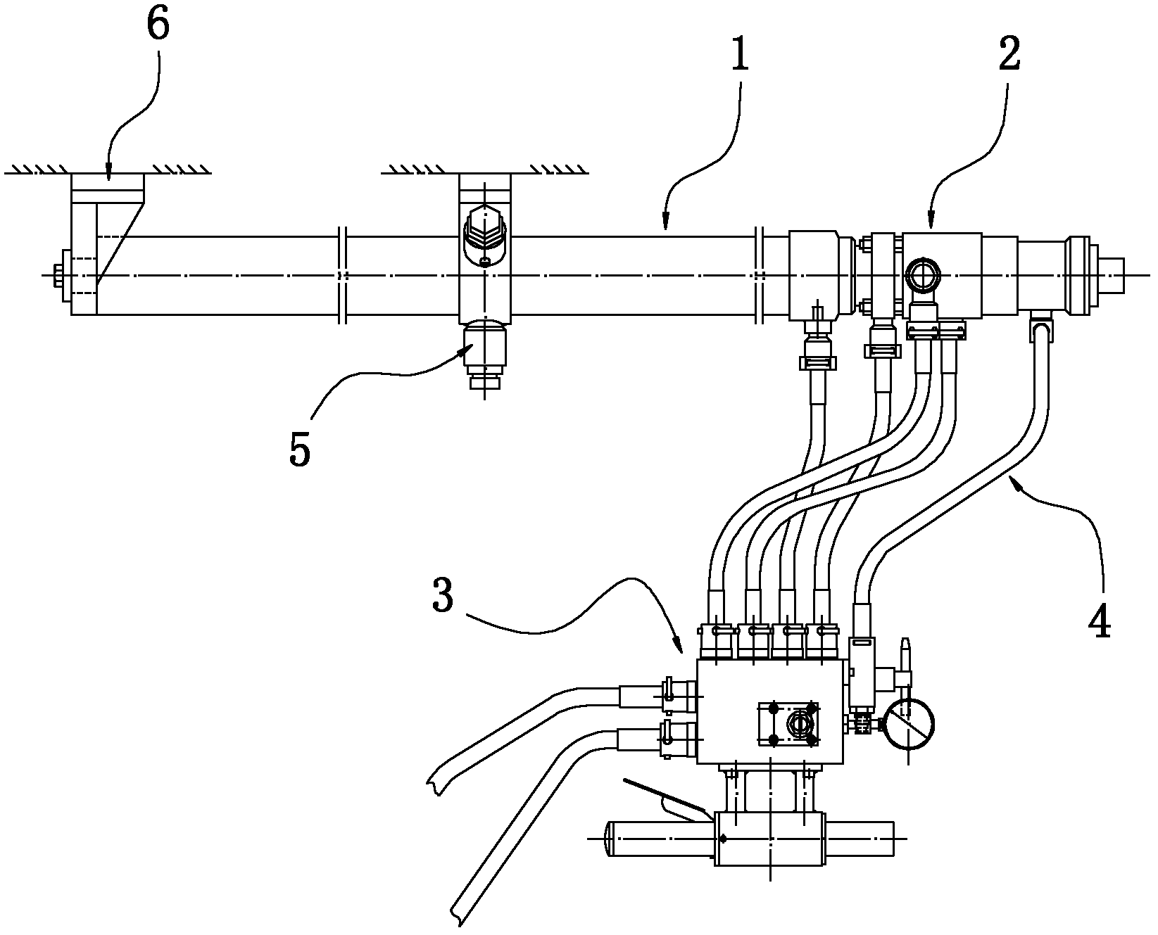Internal-transmission torque hydraulic cylinder and water-detecting gas-detecting onboard jumbolter