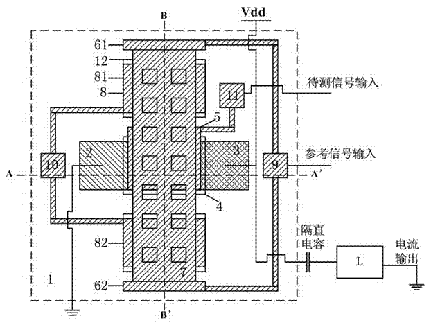 Micromechanical silicon-based clamped beam-based phase detector and detection method