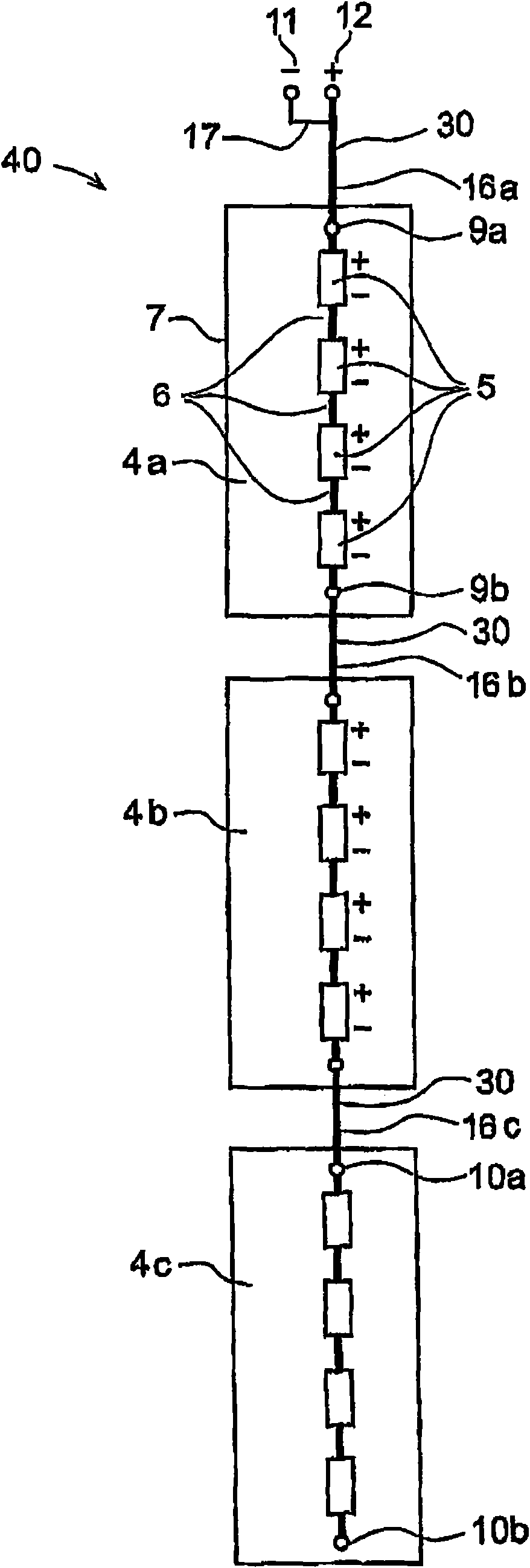 A modular energy storage device for a high voltage electrical power system