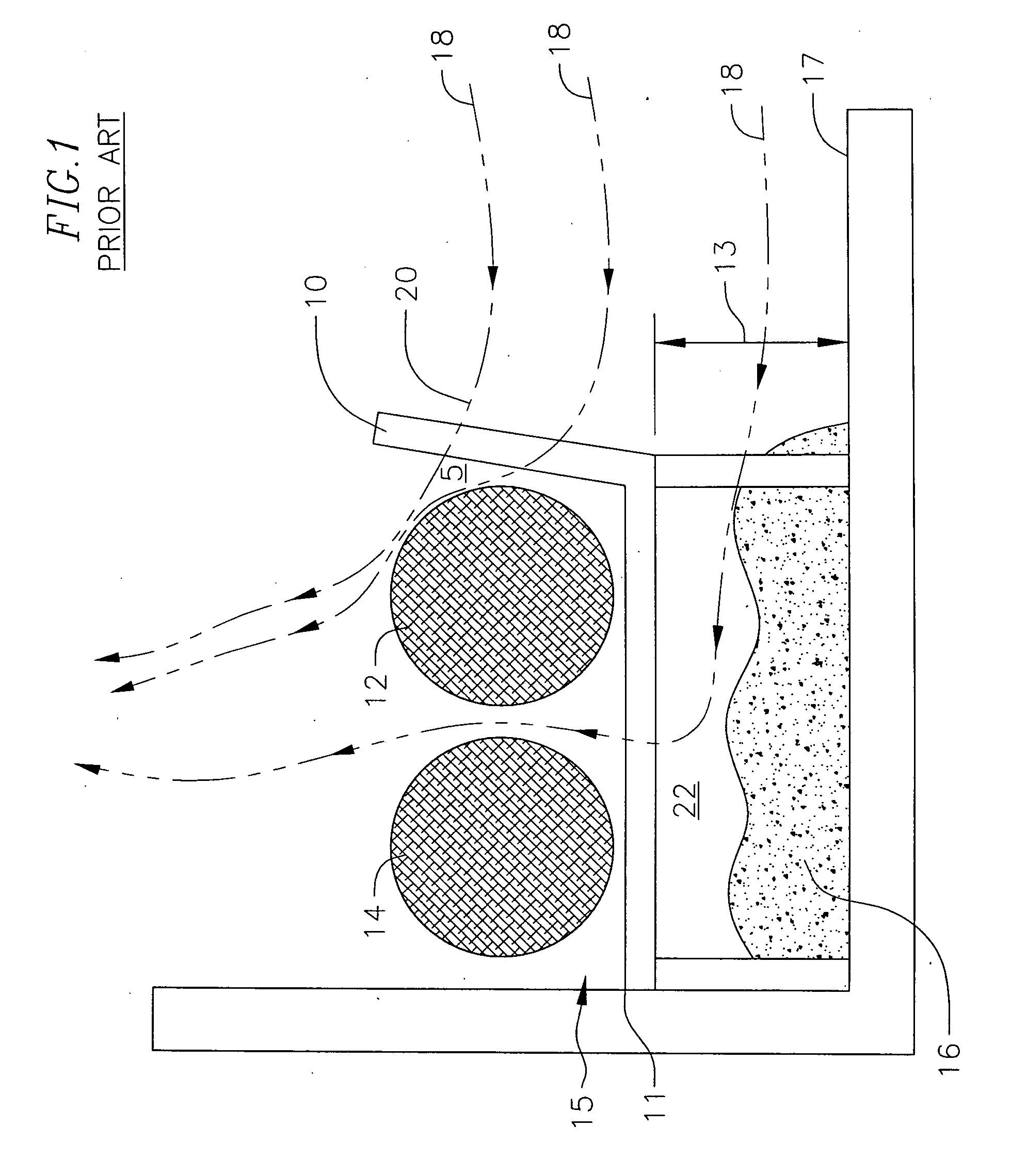 Fireplace firewood retainer assembly with air deflector, fireplace incorporating the same and method of reducing particulate emissions in a wood burning fireplace