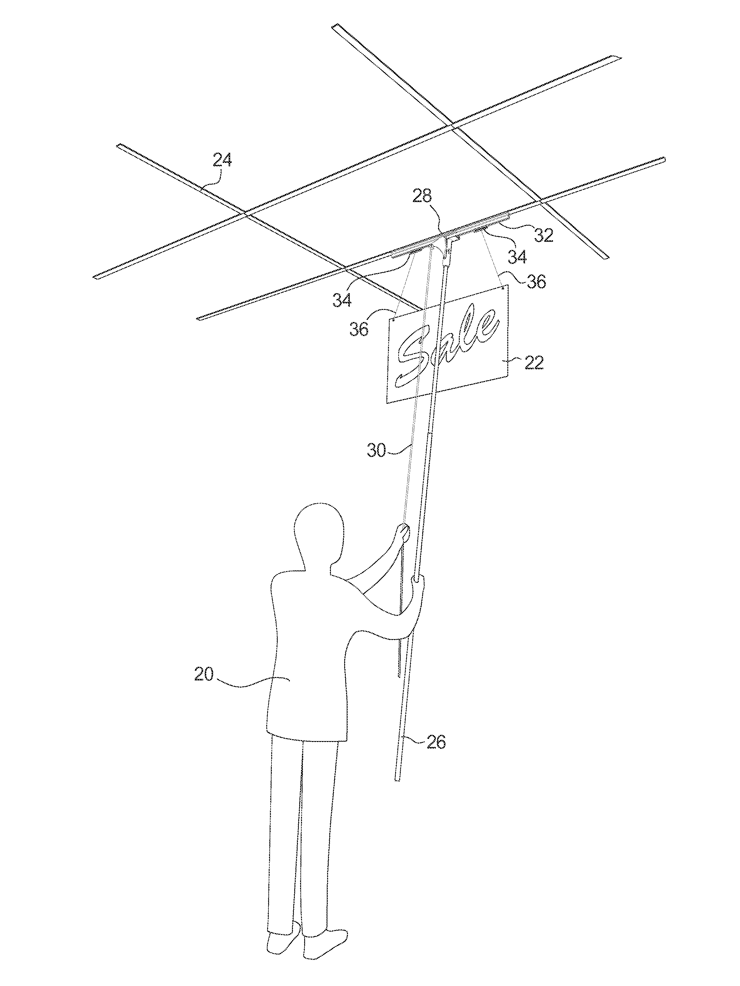 Sign suspender for mounting in channel for ladderless display