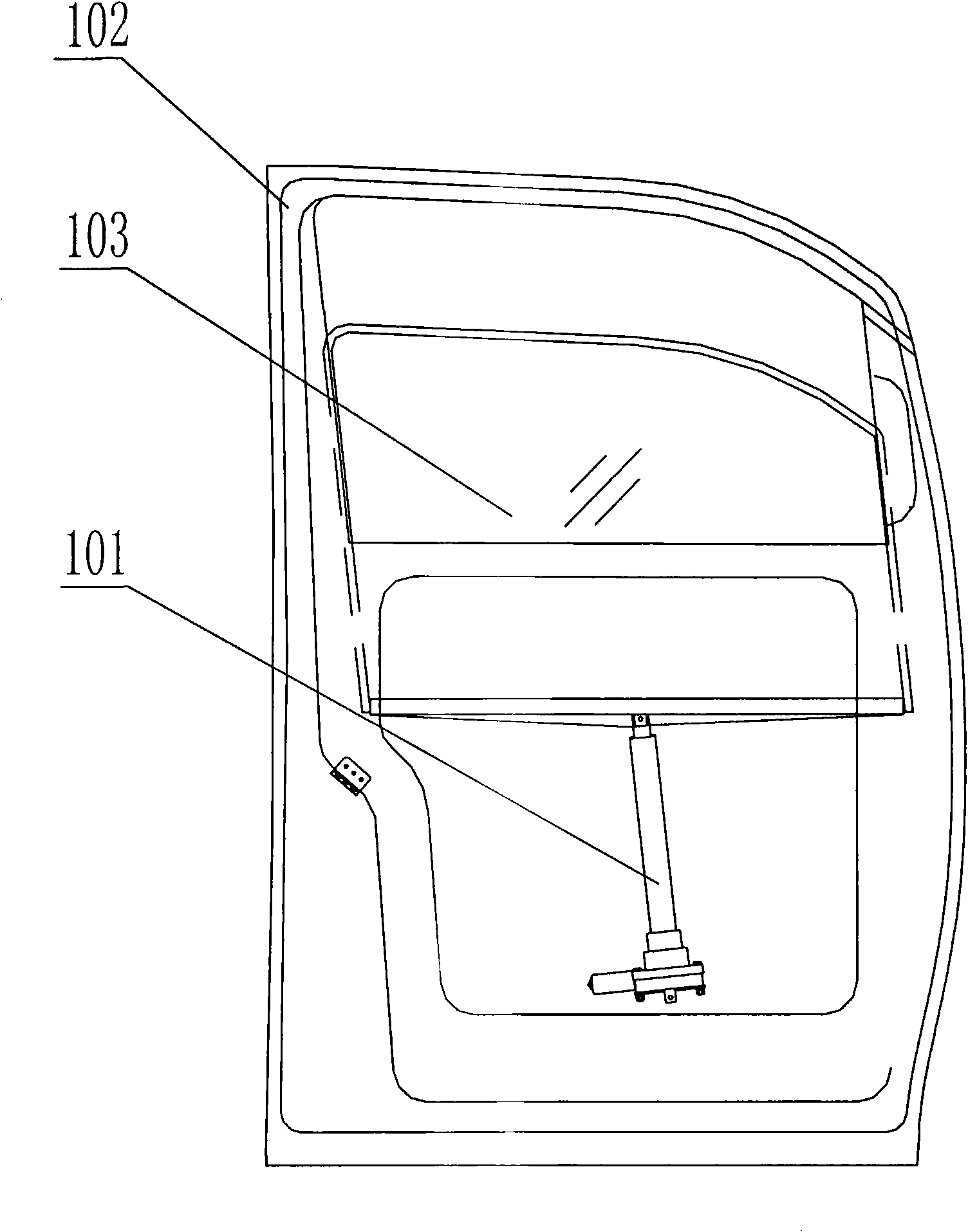 Lifting mechanism of cab side window glass of bulletproof vehicle