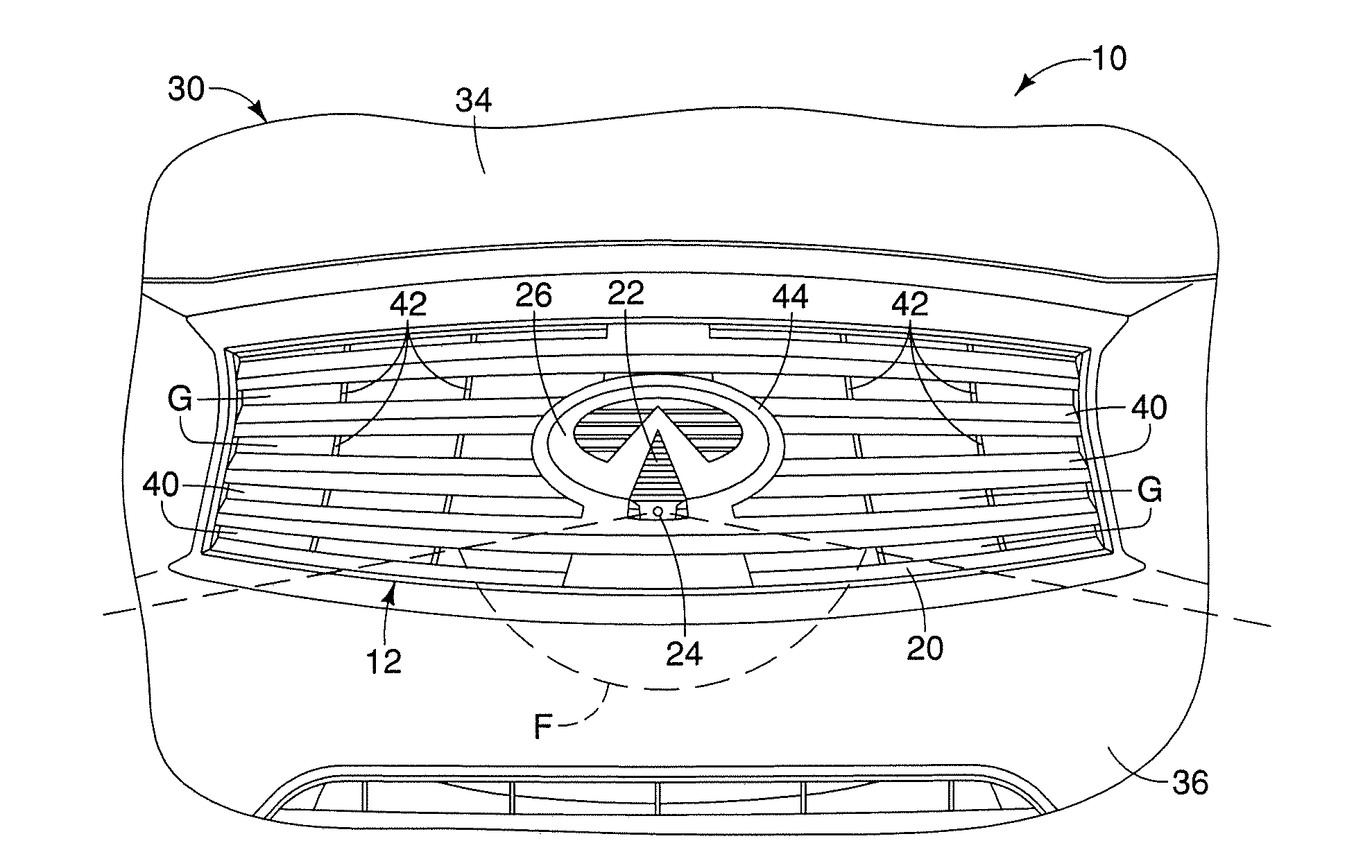 Vehicle front grille assembly