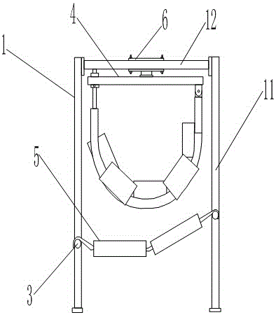 Small-radius adjustable turning device of belt conveyor