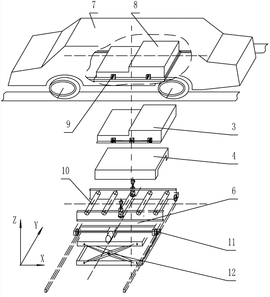 Movable automatic power charging and switching station as well as cell rapid replacement method for electric automobile