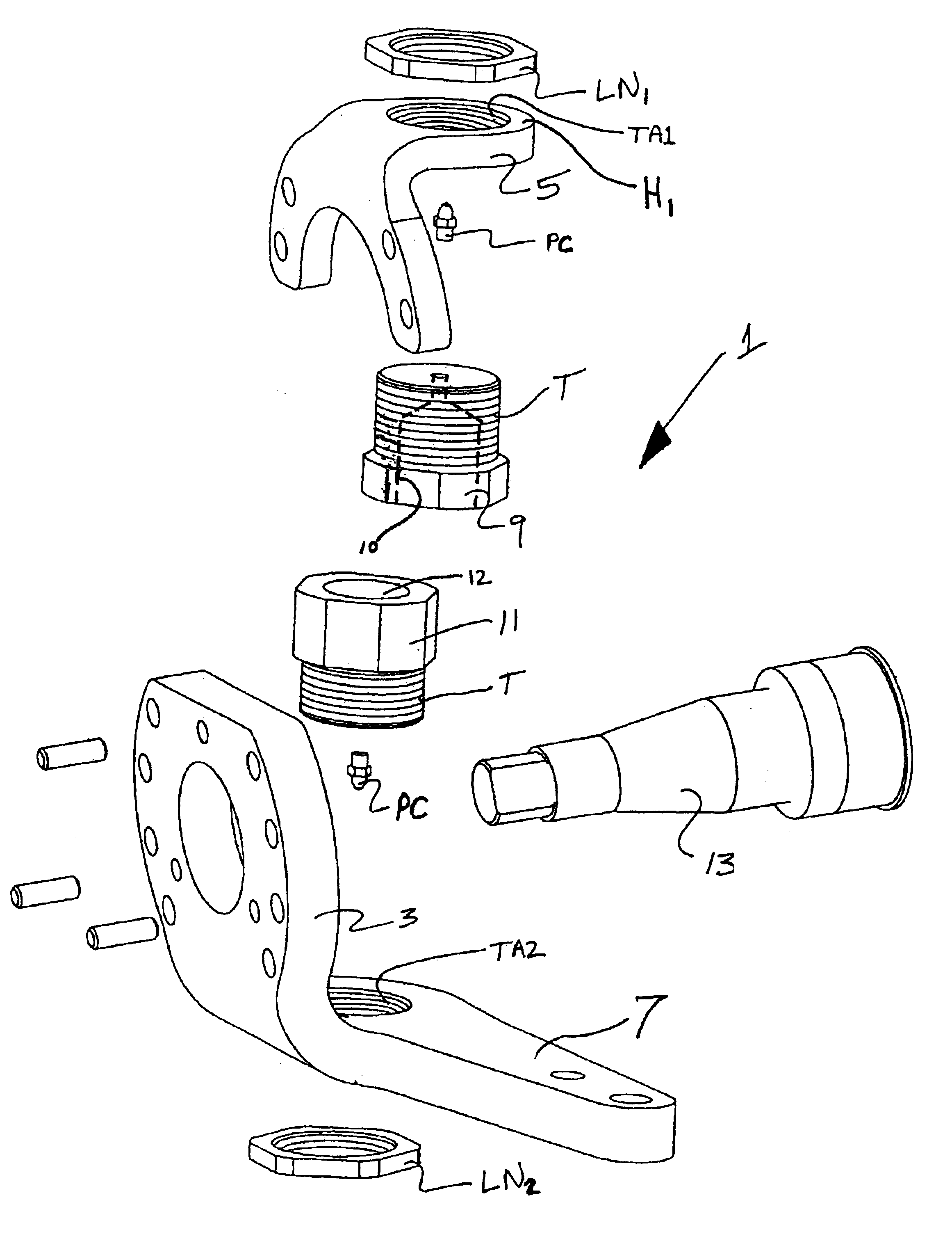 Steering knuckle and adjustable boss