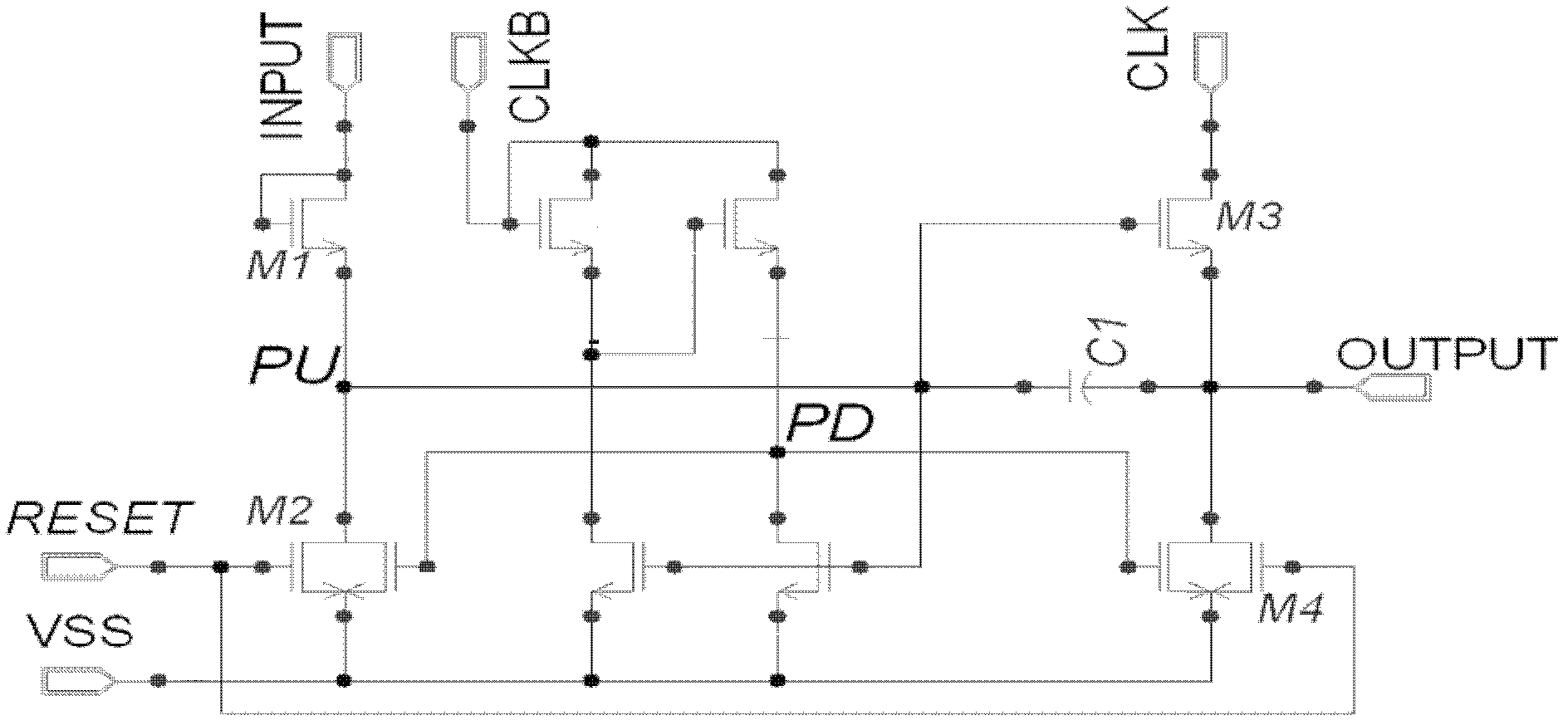 Circuit of gate drive on array, shift register and display screen
