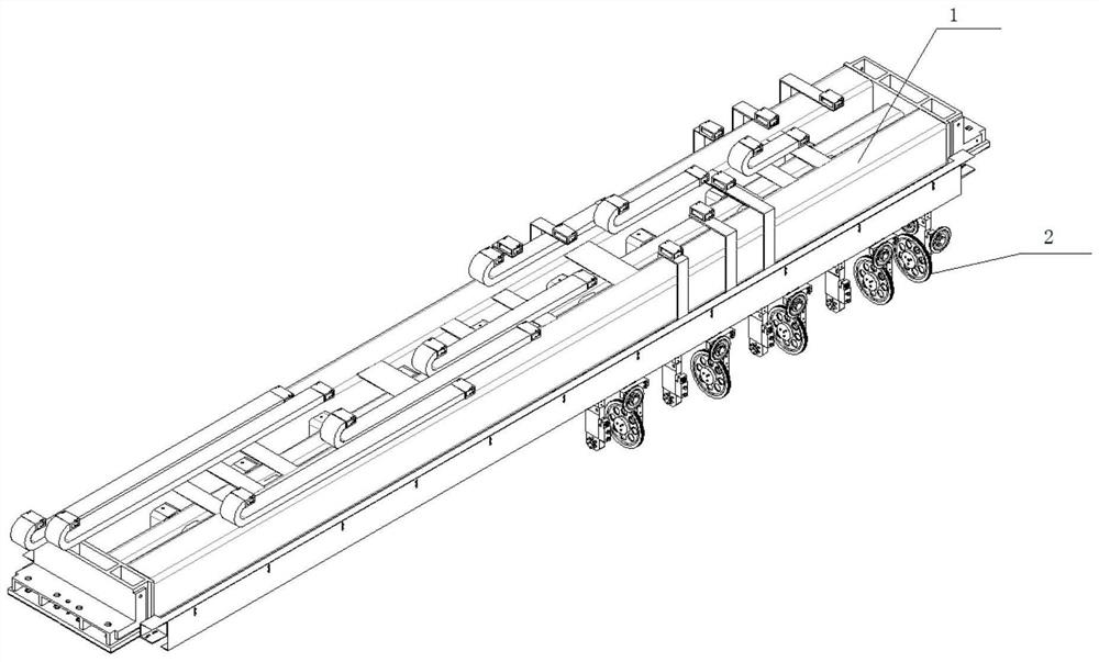 Cut-off cross beam for multi-head cut-off machine