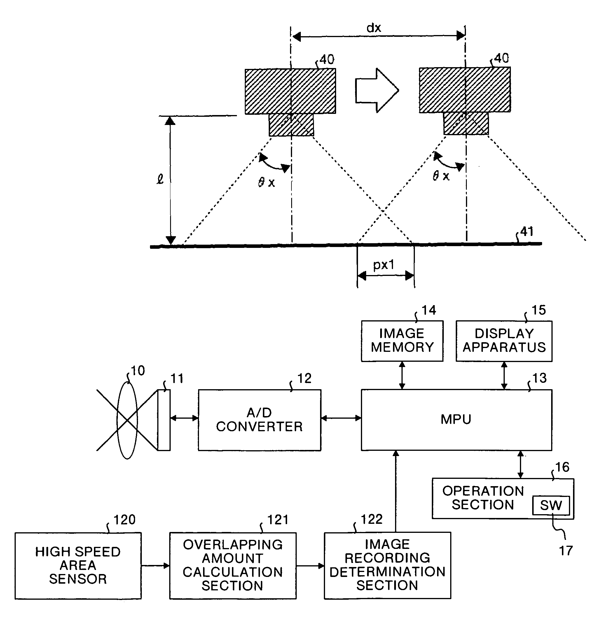 Method of and apparatus for composing a series of partial images into one image based upon a calculated amount of overlap