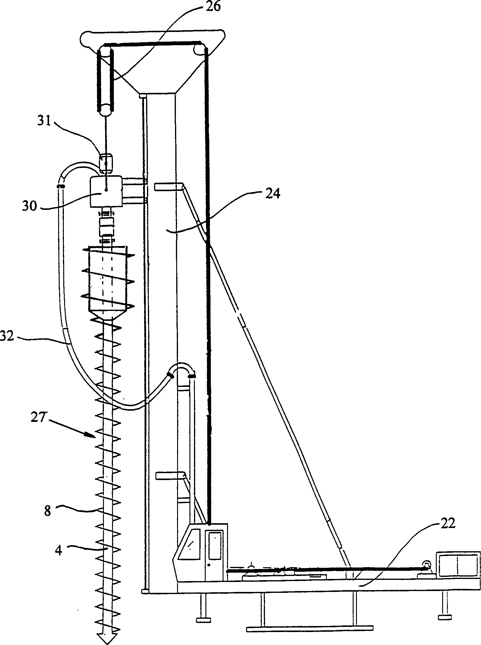 Earth auger of making concrete pile