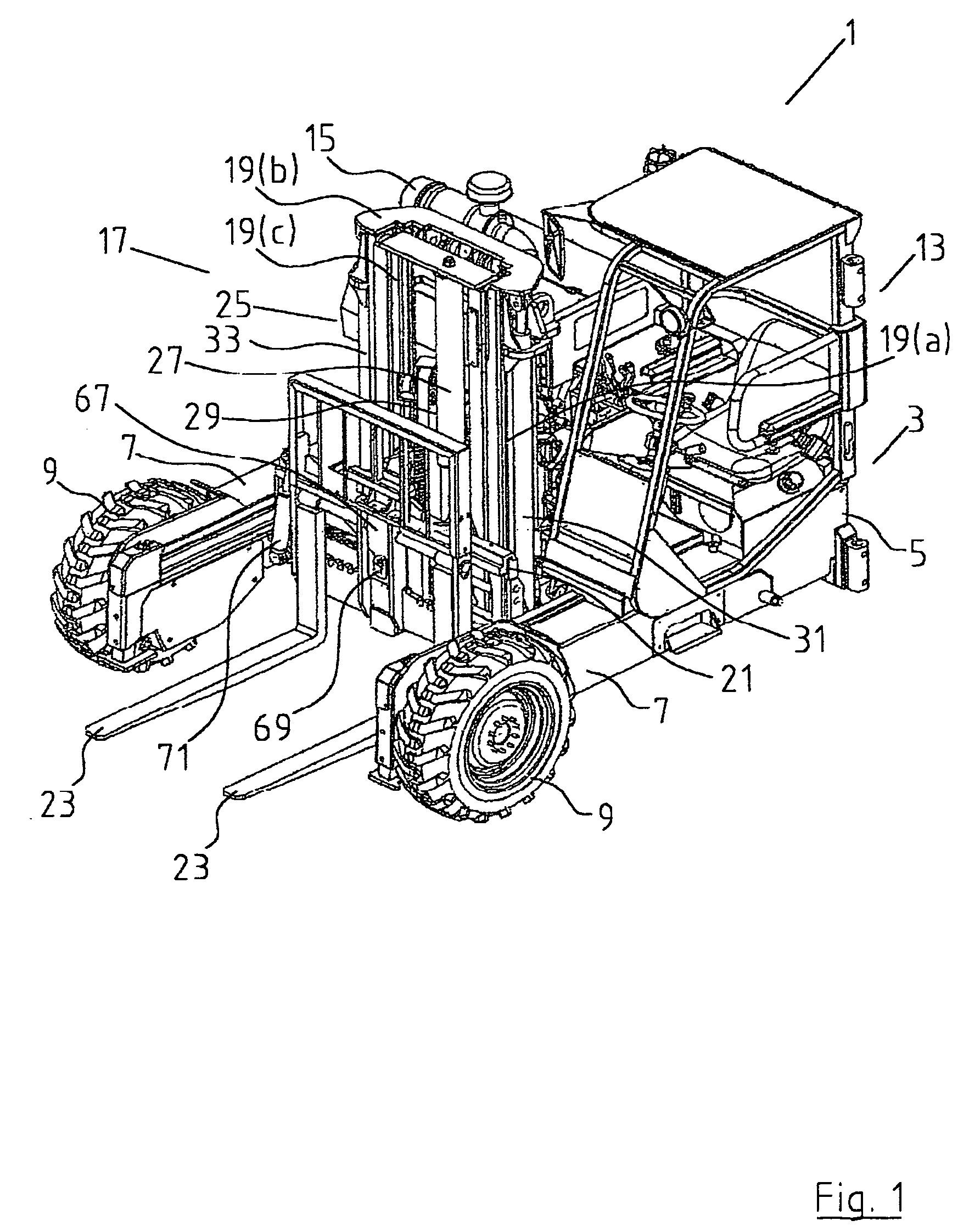 Truck mounted forklift with double-acting freelift mast