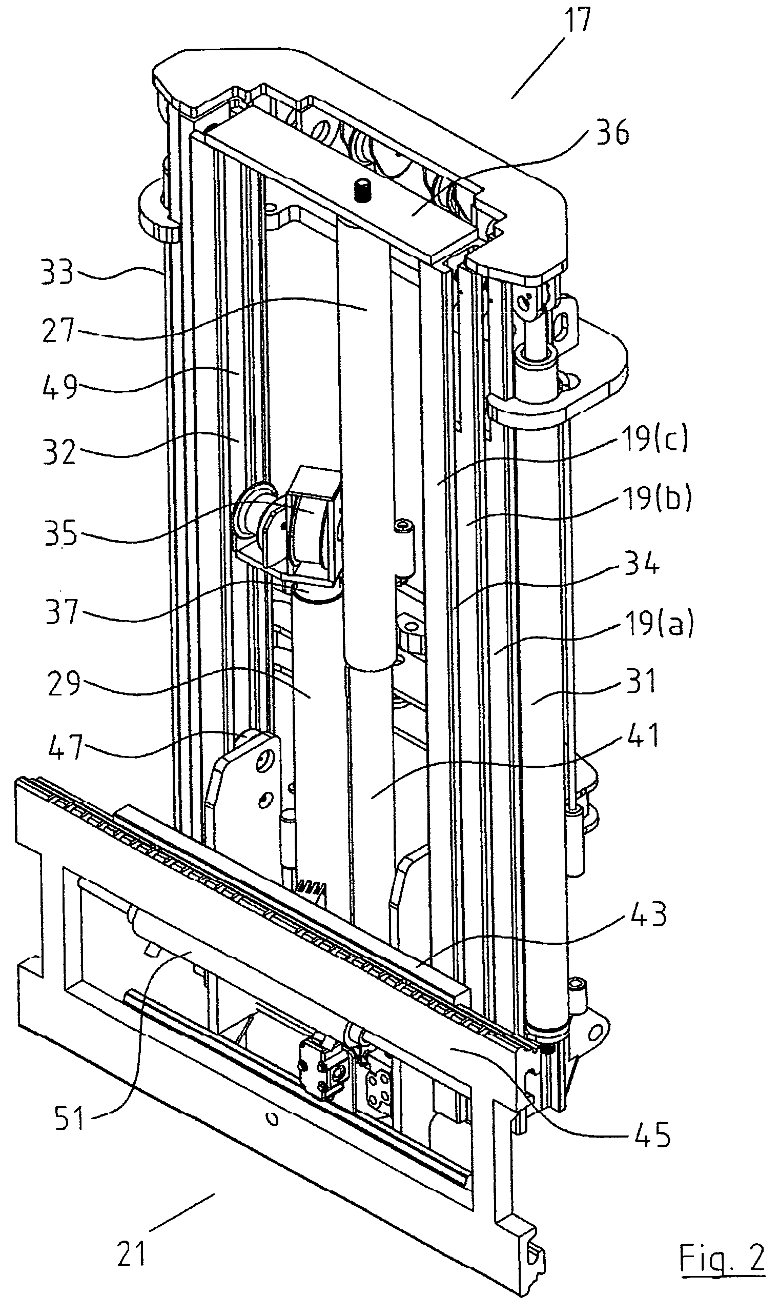 Truck mounted forklift with double-acting freelift mast