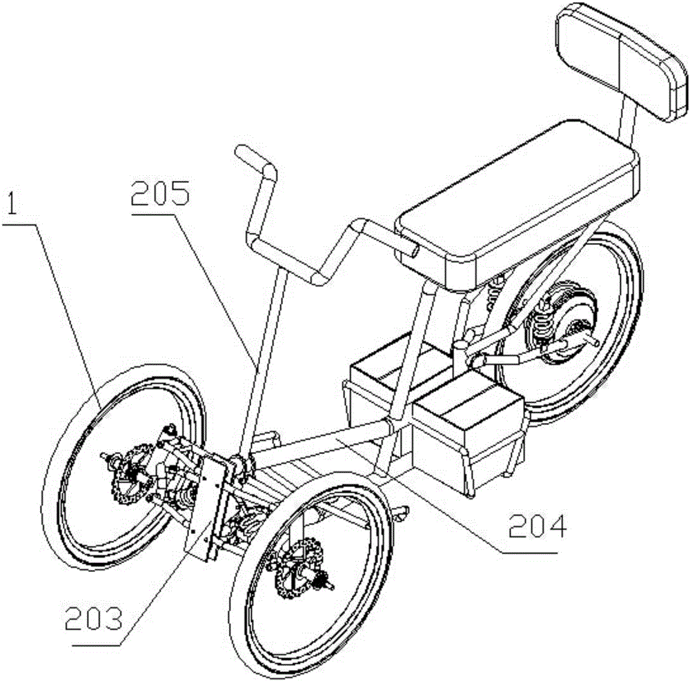 Device for actively controlling inclination of double-front-wheel tricycle body