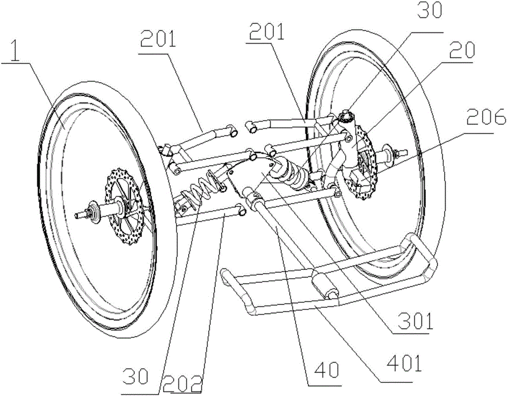 Device for actively controlling inclination of double-front-wheel tricycle body