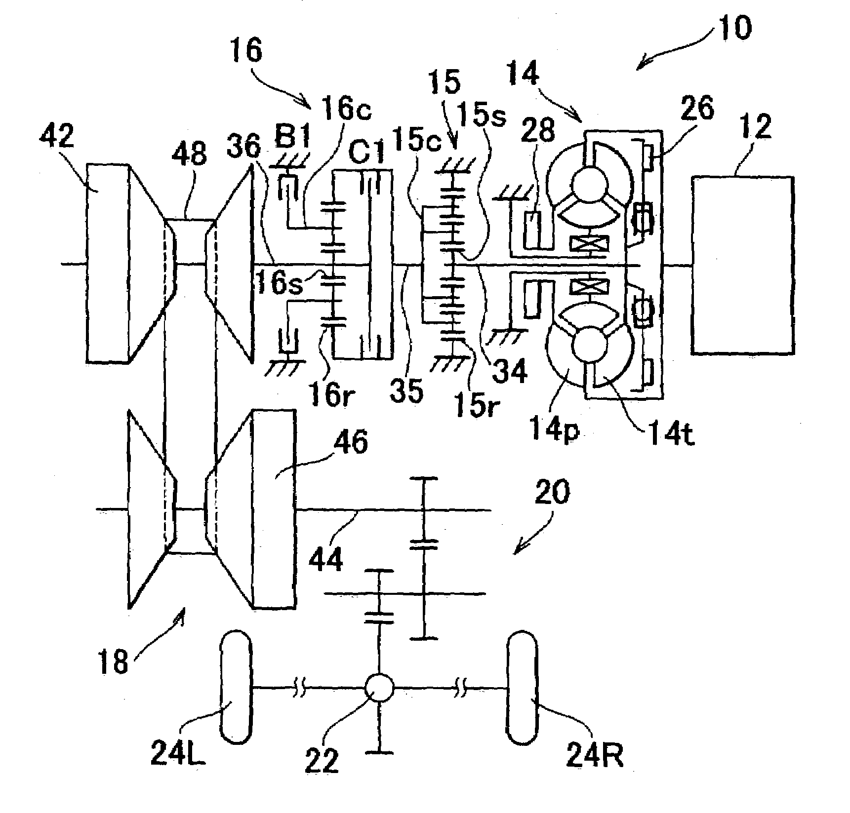 Driving system of motor vehicle