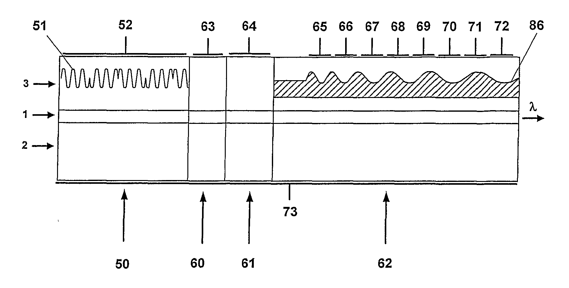 Bragg reflector grating