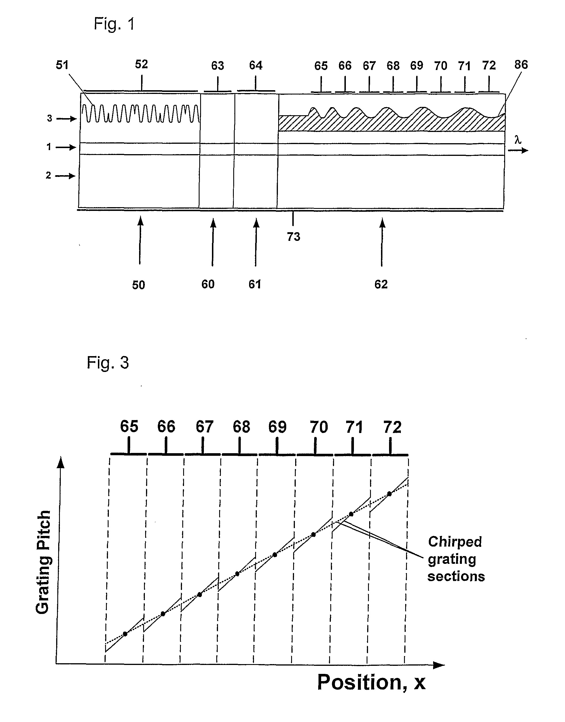 Bragg reflector grating