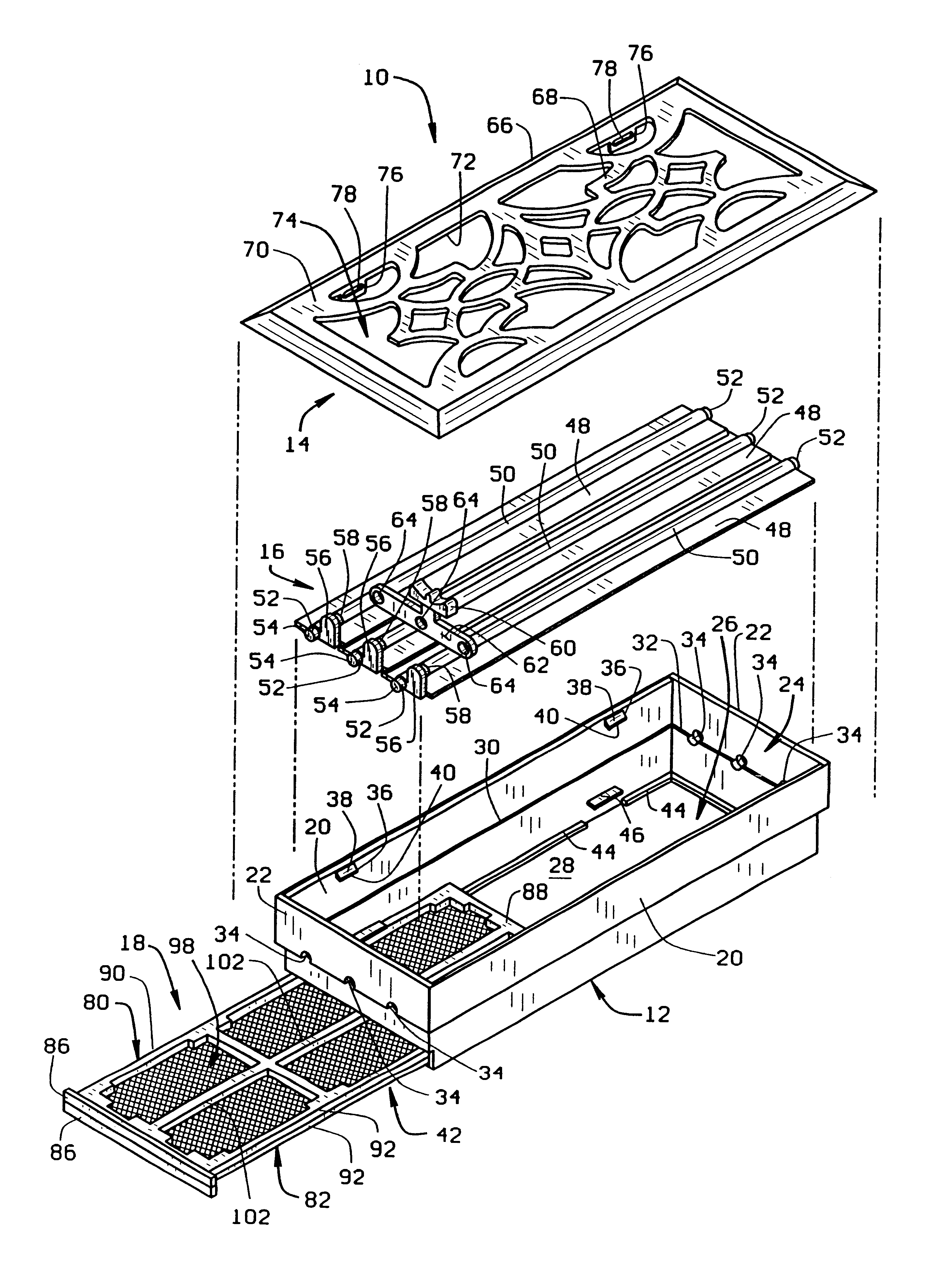 Register assembly for covering an air duct opening